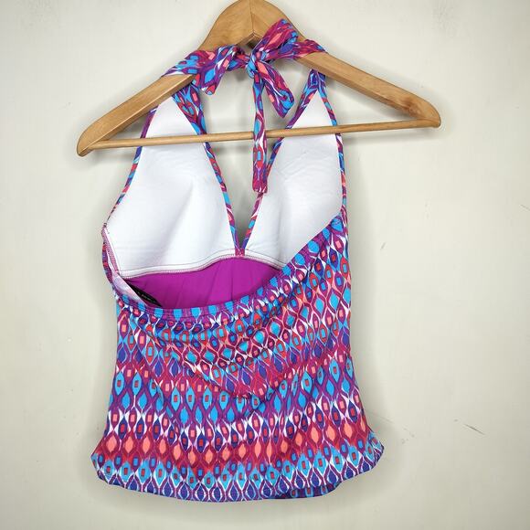 La Blanca Tankini Swim Top Geometric Halter - Picture 6 of 7